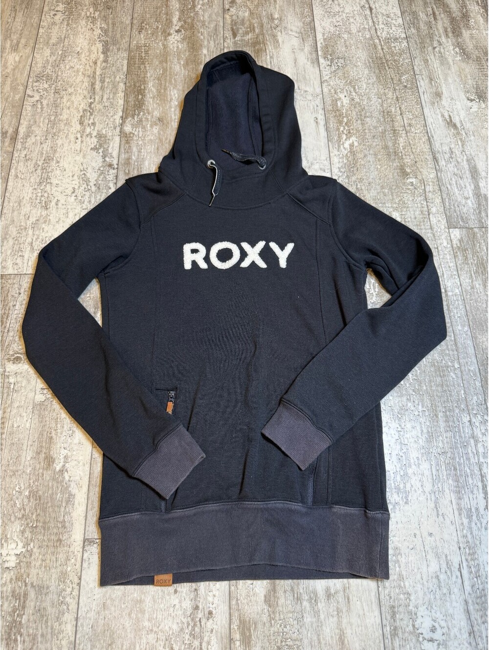 Roxy Womens M Black Pullover Hoodie Logo Sweatshirt Surf Skate